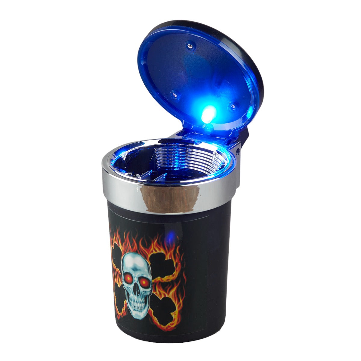 Plastic Car Ashtray Bucket with Lid and LED for Smokers (9784)
