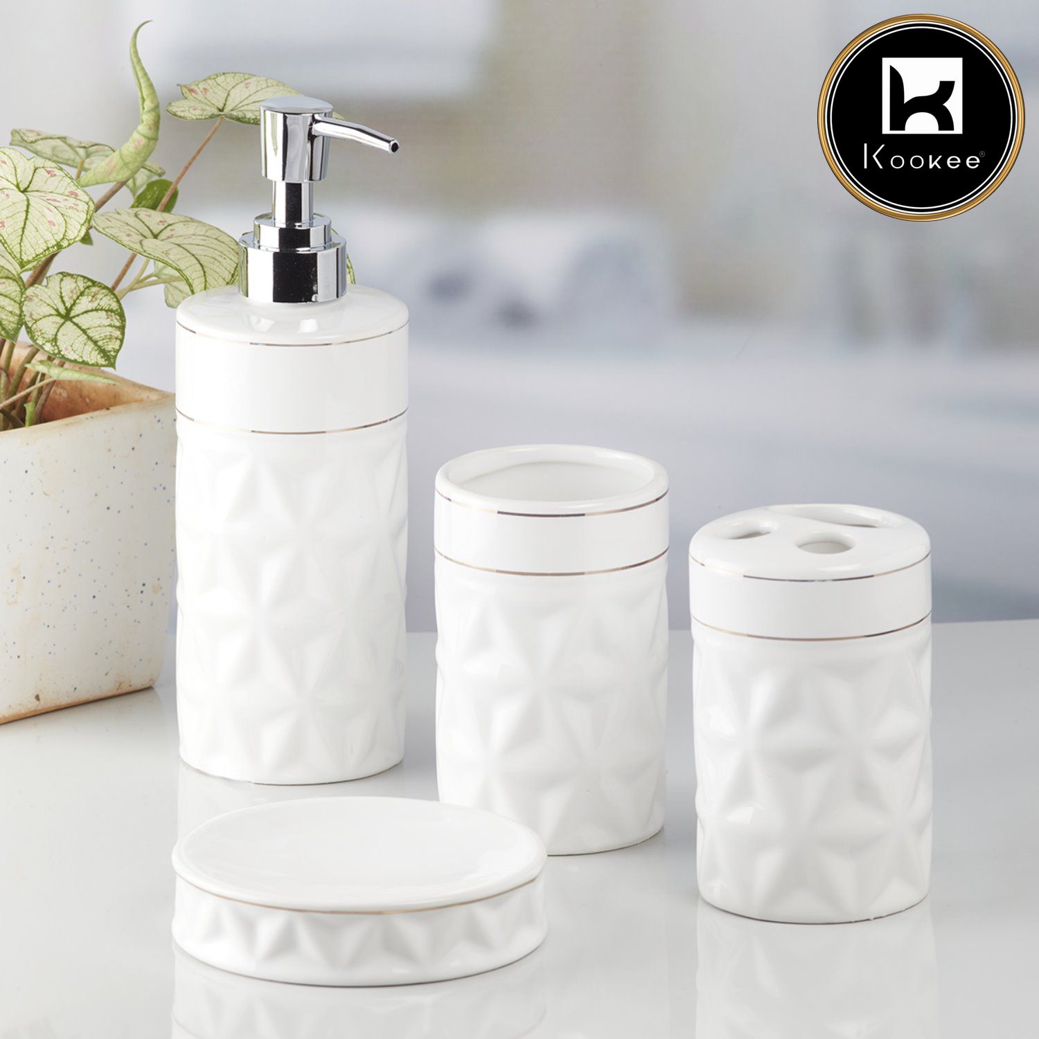 Kookee Ceramic Bathroom Sets, White, ART09847