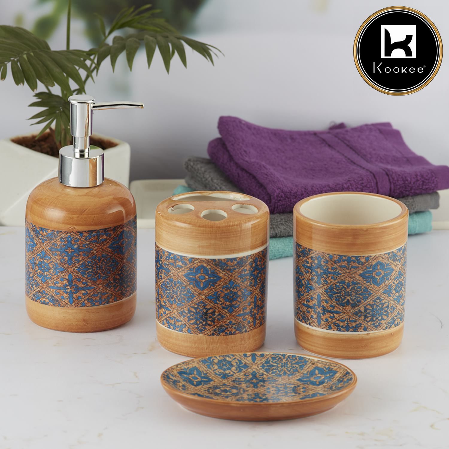Kookee Ceramic Bathroom Sets, Orange, ART09859