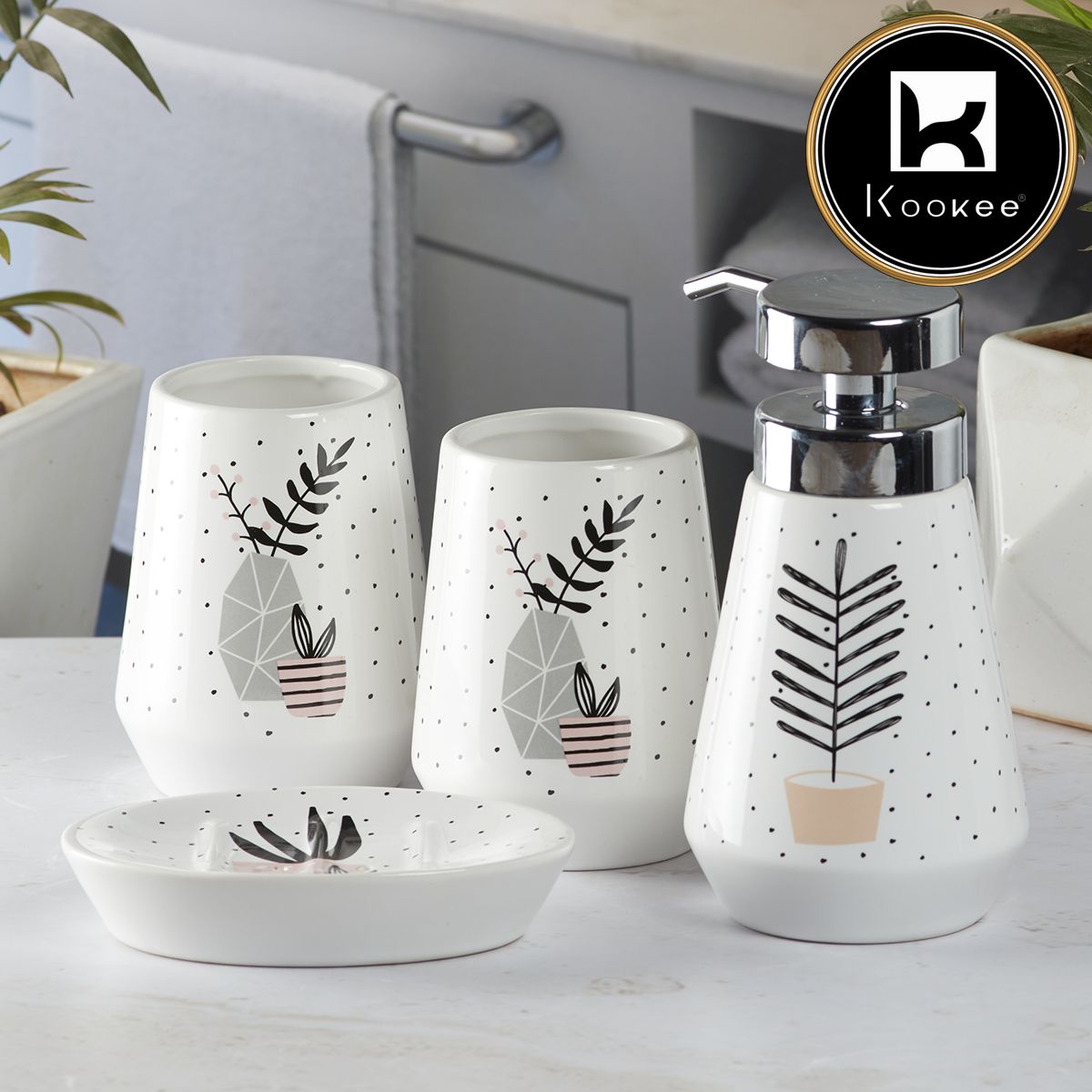 Kookee Ceramic Bathroom Sets, White, ART09870