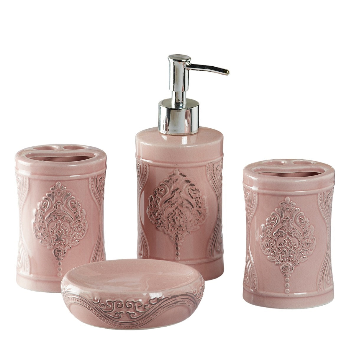 Kookee Ceramic Bathroom Sets, Pink, ART09872