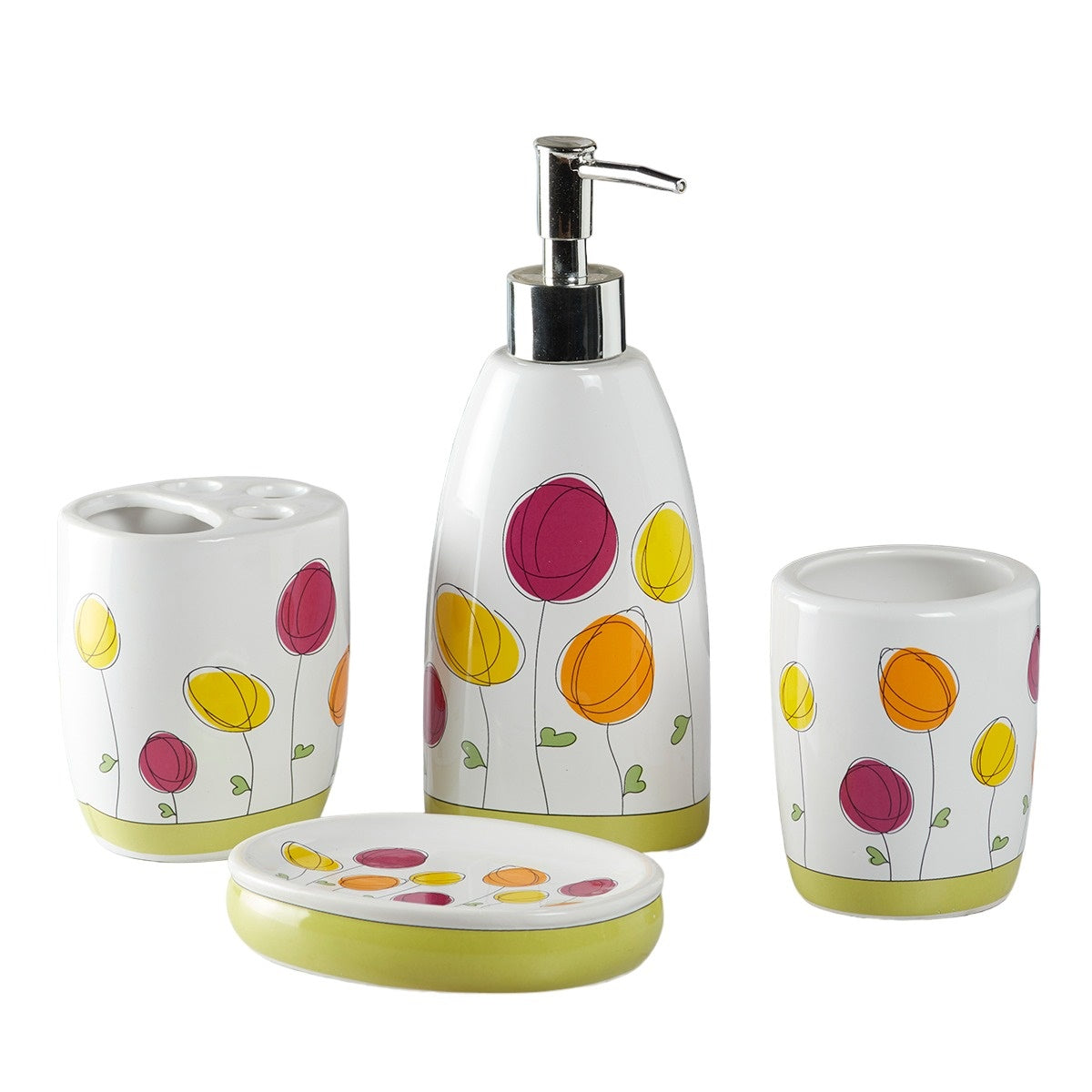 Kookee Ceramic Bathroom Sets, White, ART09880