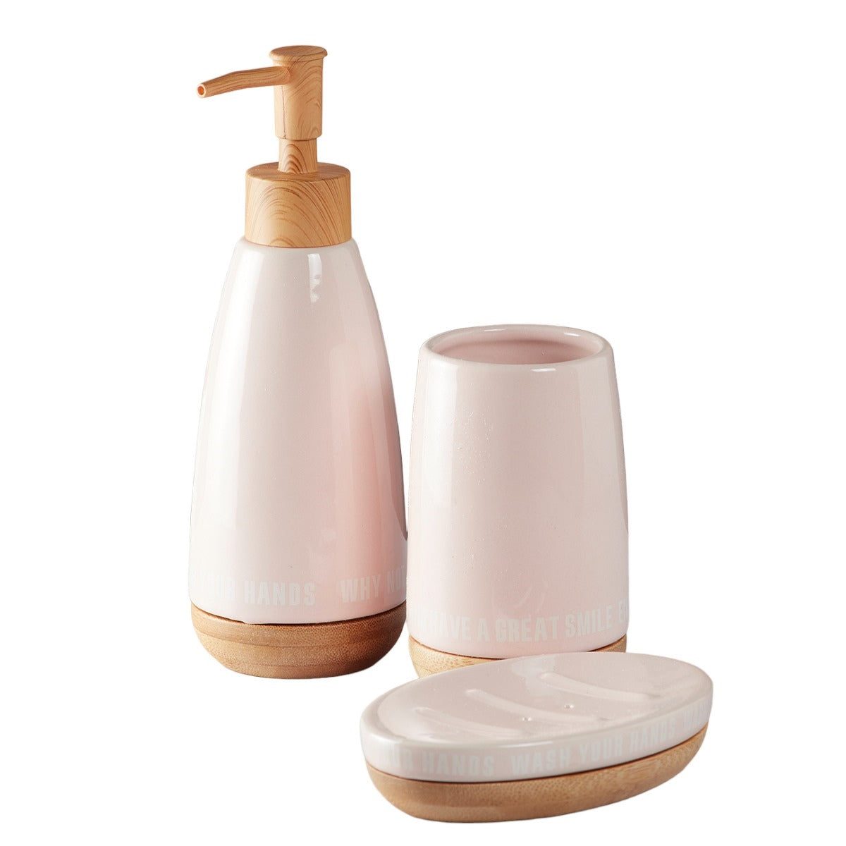 Kookee Ceramic Bathroom Sets, Pink, ART09882