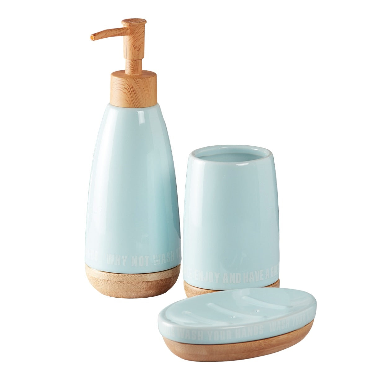 Ceramic Bathroom Set of 3 with Soap Dispenser (V-CBS-045)