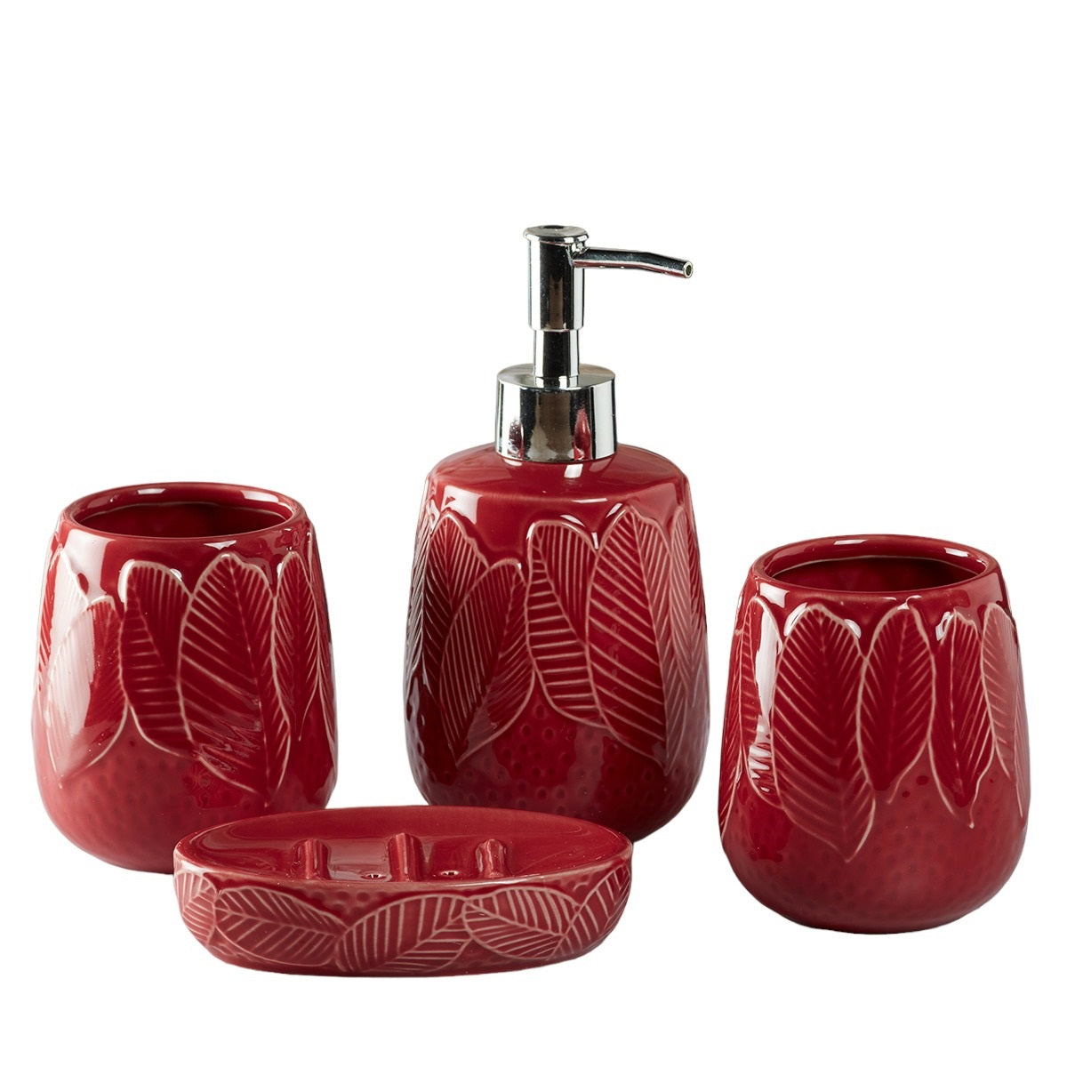 Kookee Ceramic Bathroom Sets, Red, ART09886