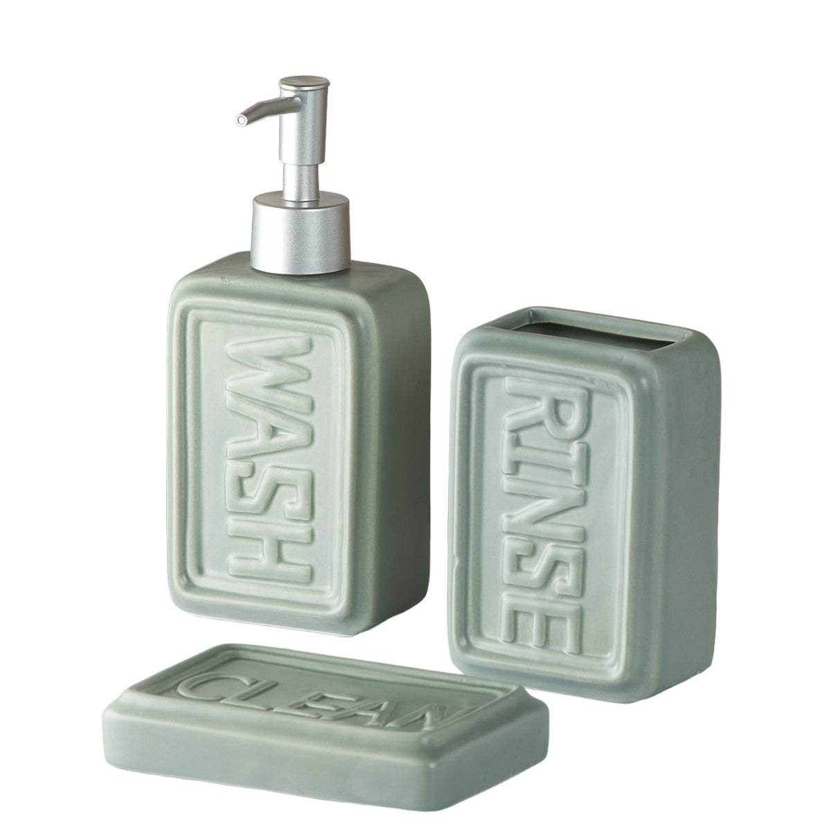 Ceramic Bathroom Set of 3 with Soap Dispenser (9890)