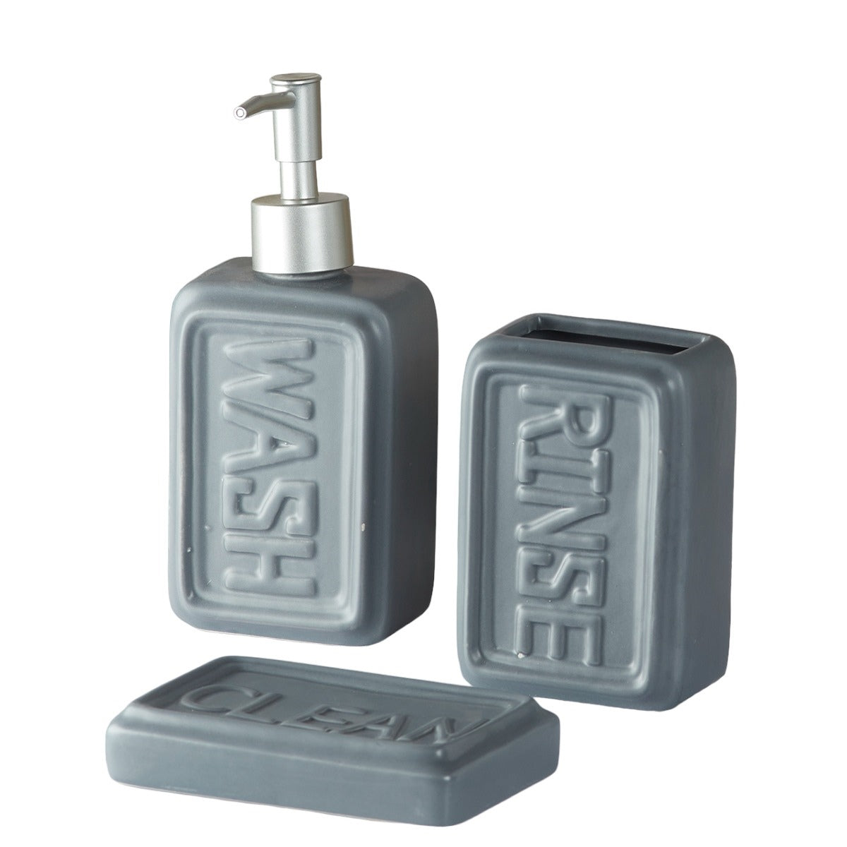 Kookee Ceramic Bathroom Sets, Grey, ART09893