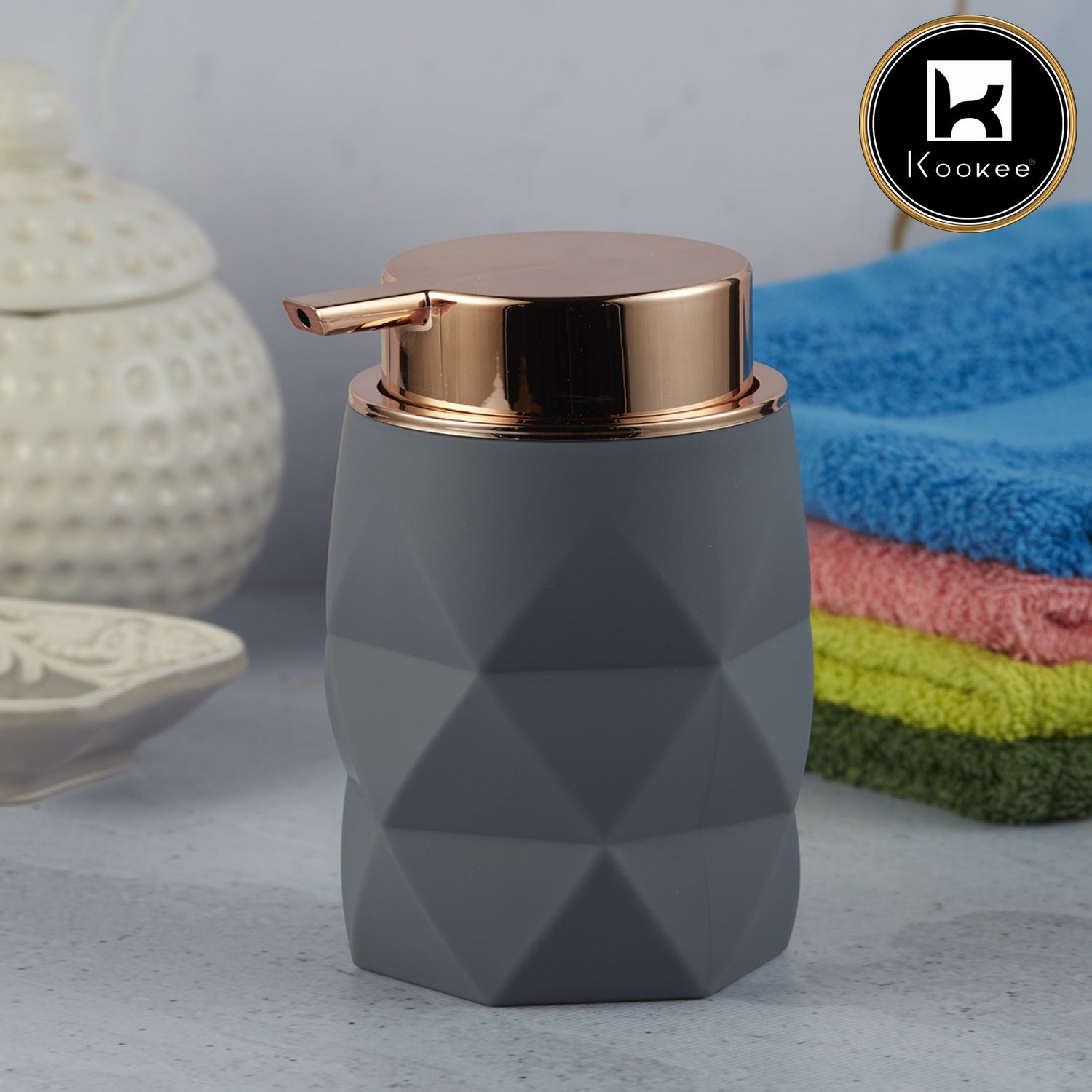 Kookee Acrylic Soap Dispensers, Grey, ART09906