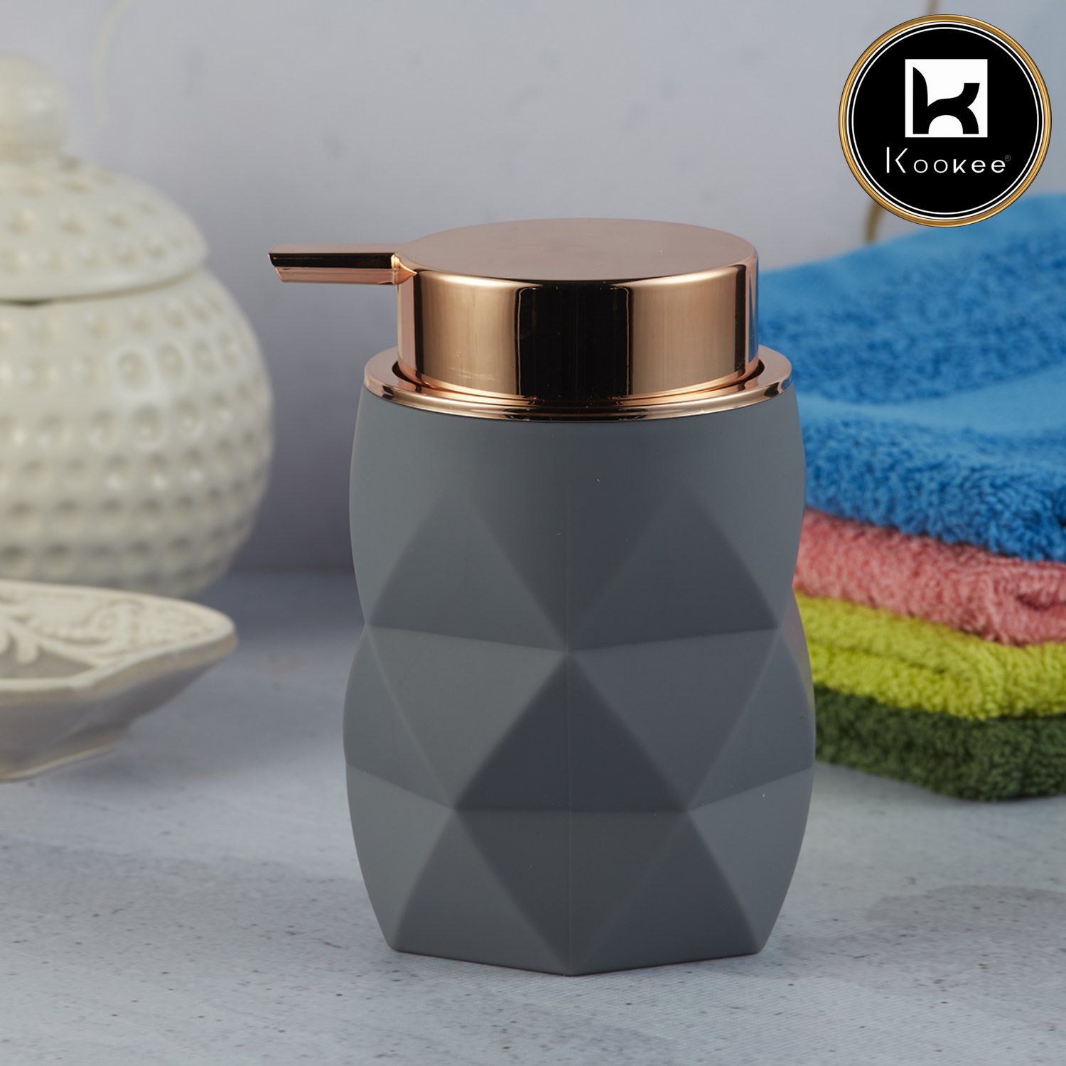 Kookee Acrylic Soap Dispensers, Grey, ART09906