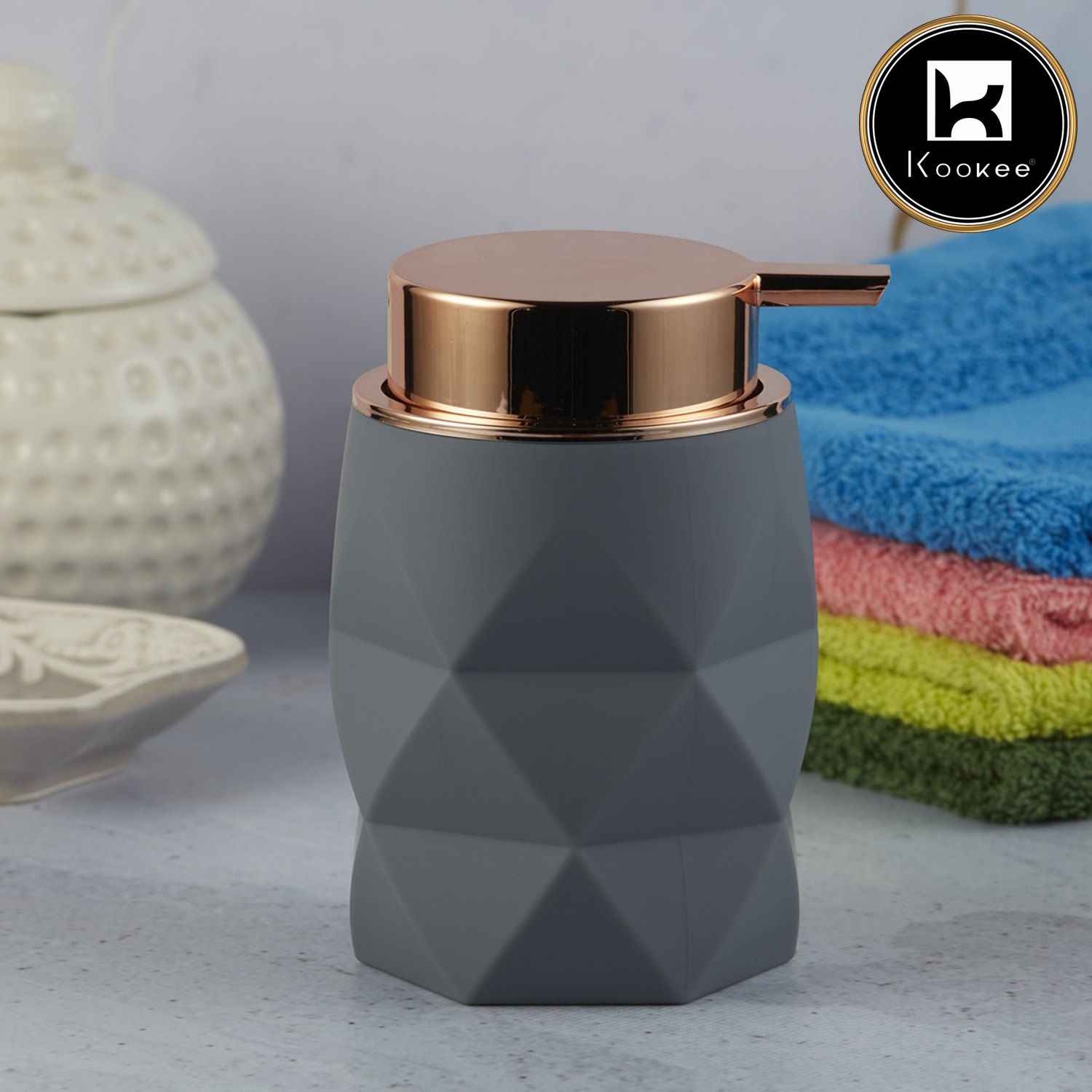 Kookee Acrylic Soap Dispensers, Grey, ART09906