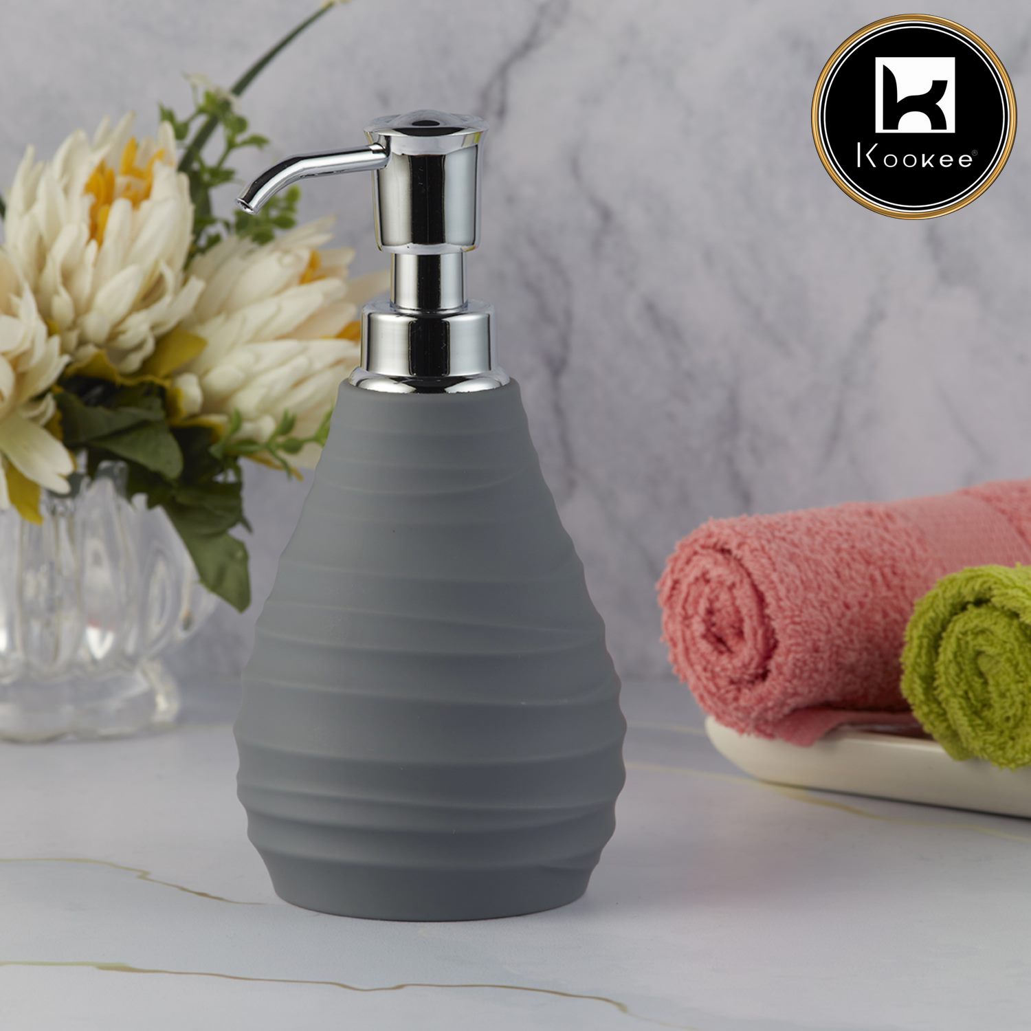 Kookee Acrylic Soap Dispensers, Grey, ART09912