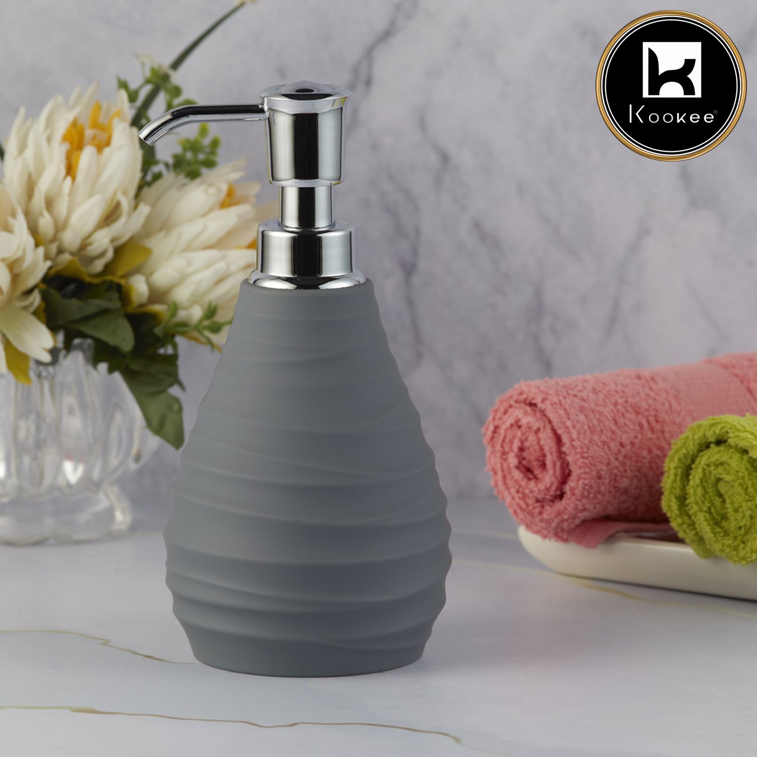 Kookee Acrylic Soap Dispensers, Grey, ART09912