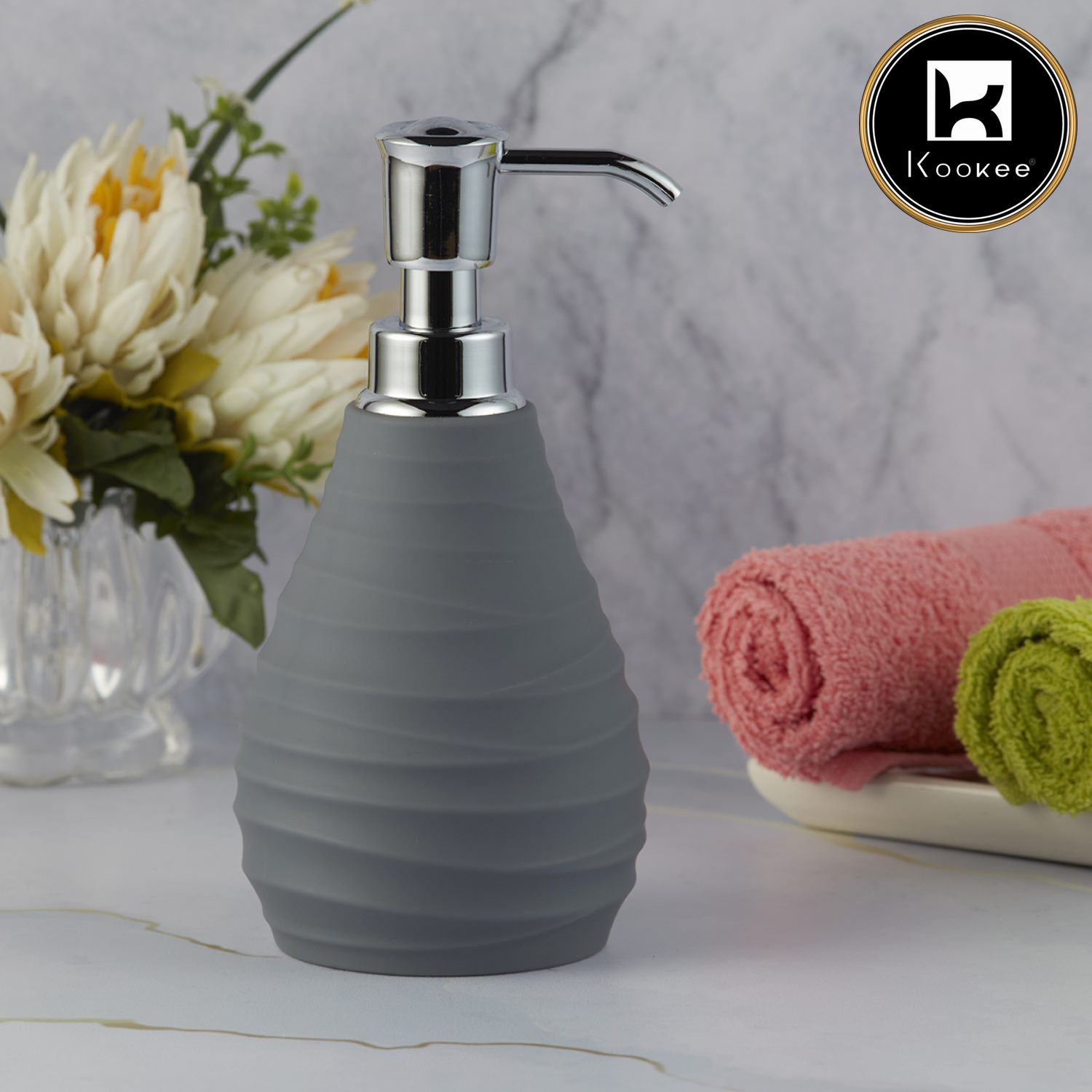 Kookee Acrylic Soap Dispensers, Grey, ART09912