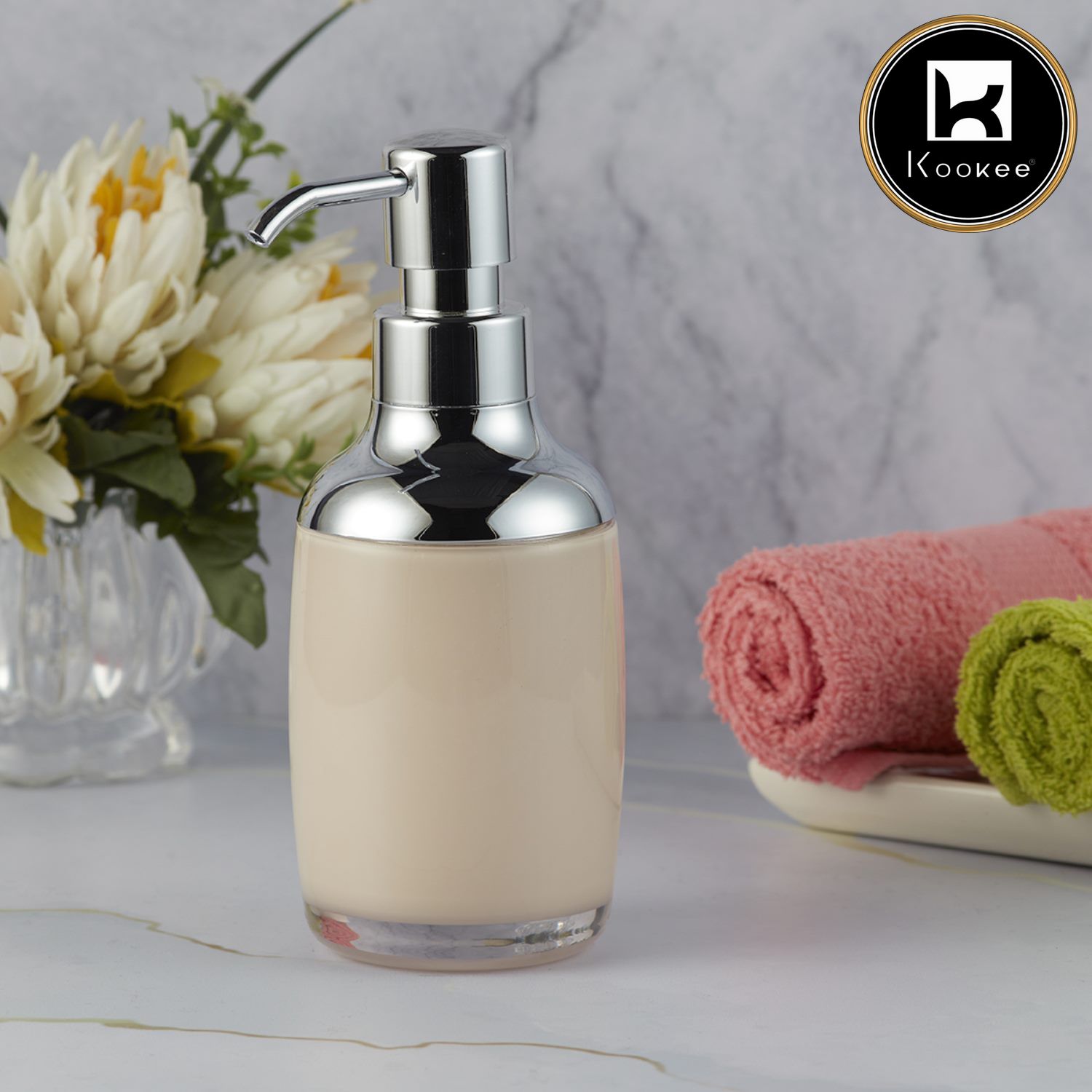 Kookee Acrylic Soap Dispensers, Beige, ART09933