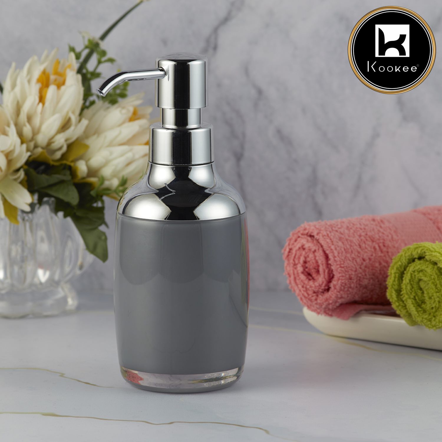 Kookee Acrylic Soap Dispensers, Grey, ART09934