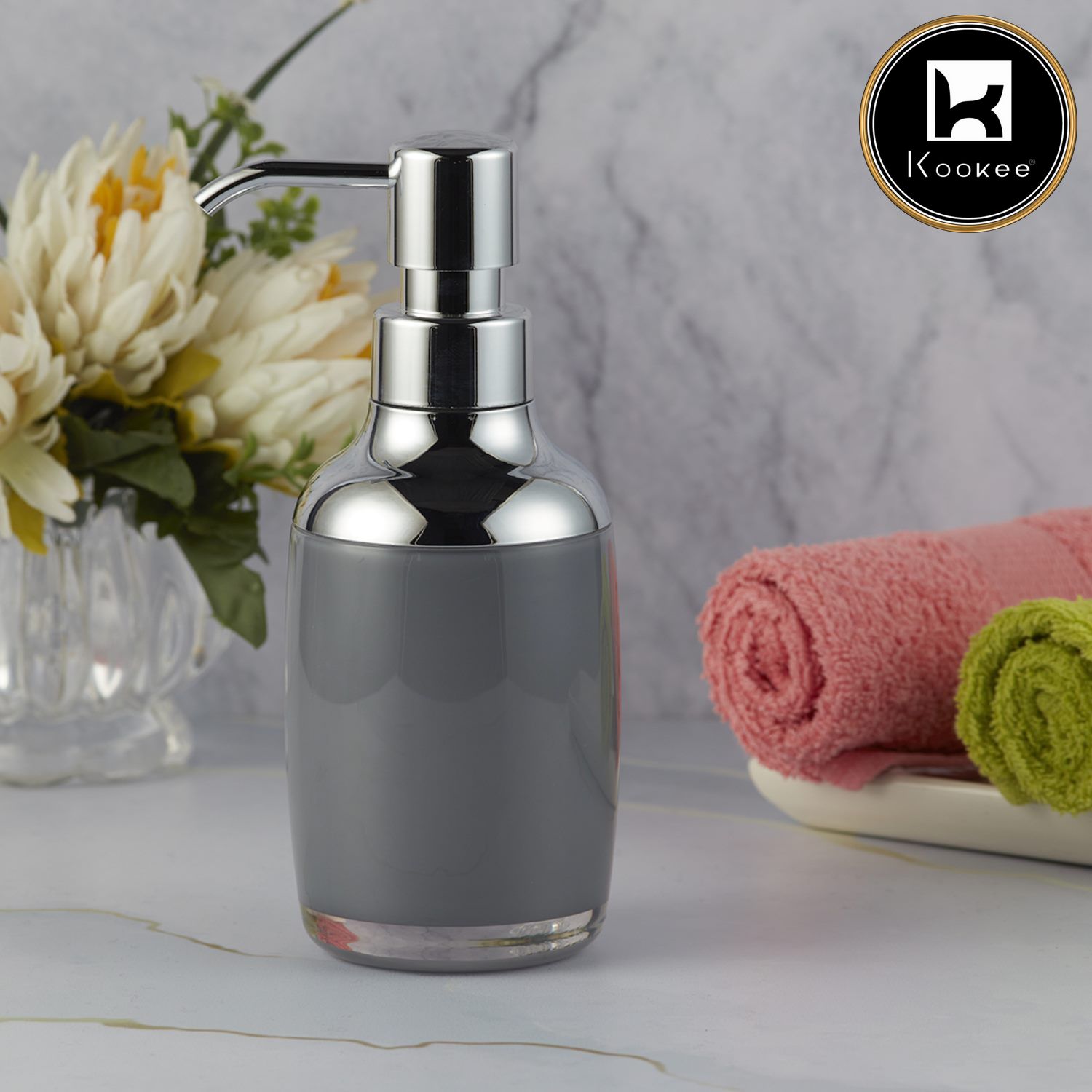 Kookee Acrylic Soap Dispensers, Grey, ART09934