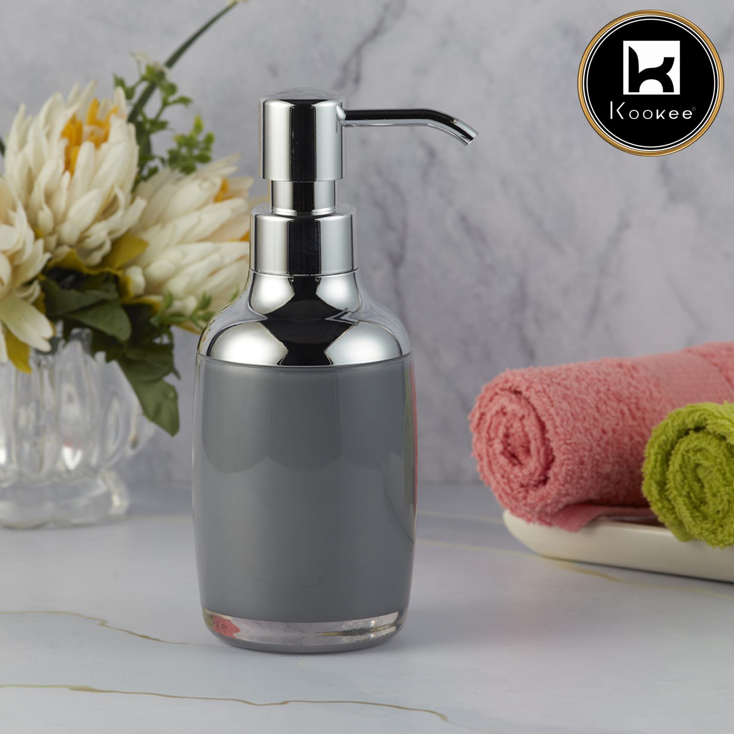 Kookee Acrylic Soap Dispensers, Grey, ART09934