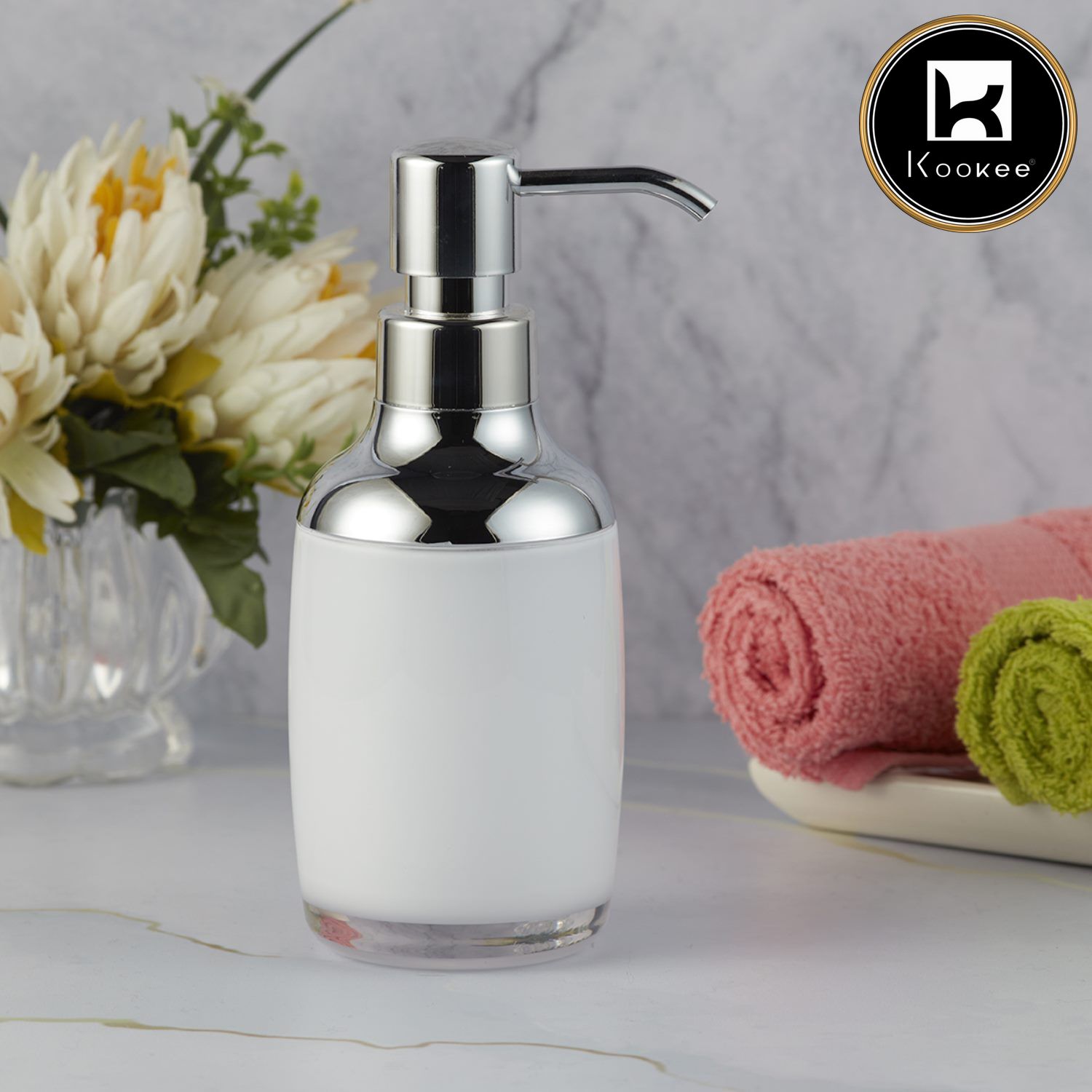 Kookee Acrylic Soap Dispensers, White, ART09935