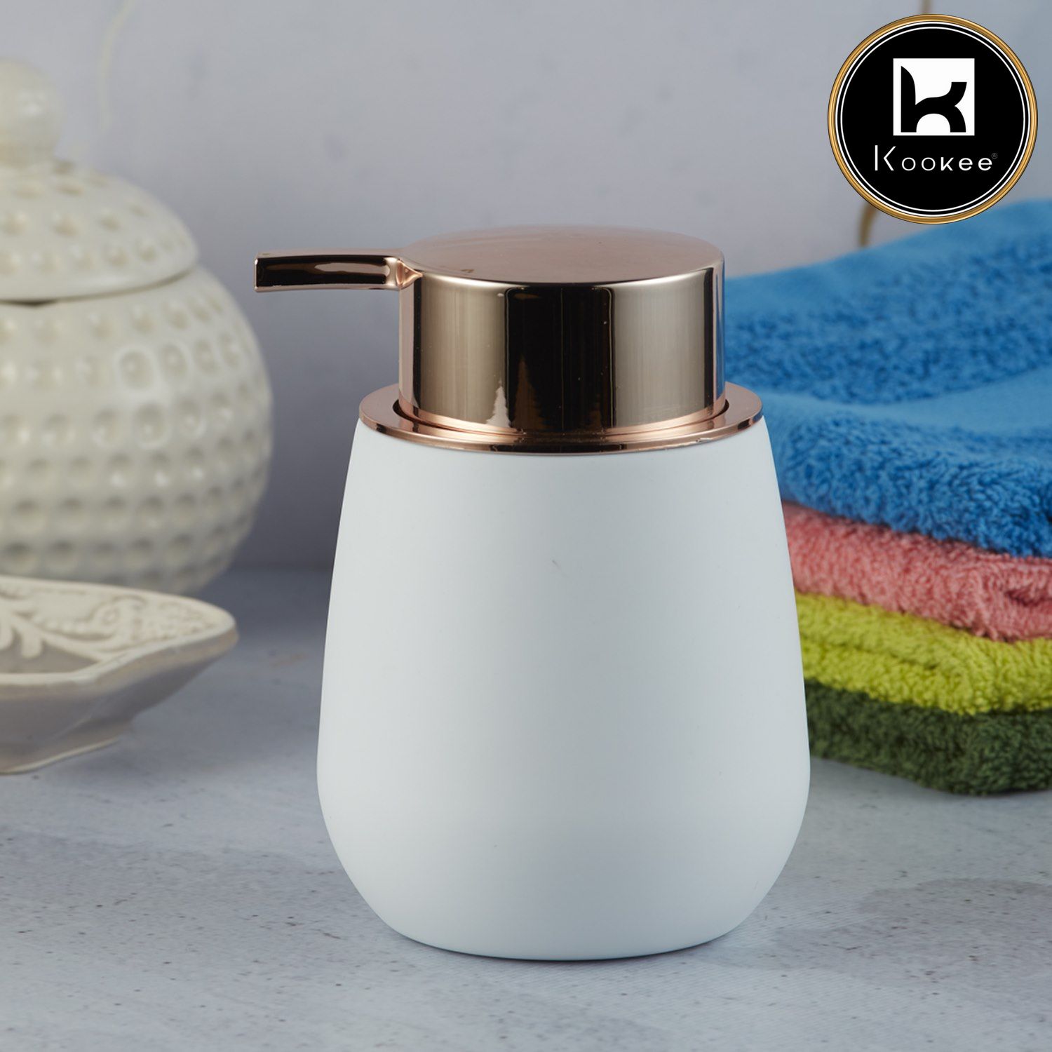 Kookee Acrylic Soap Dispensers, White, ART09960