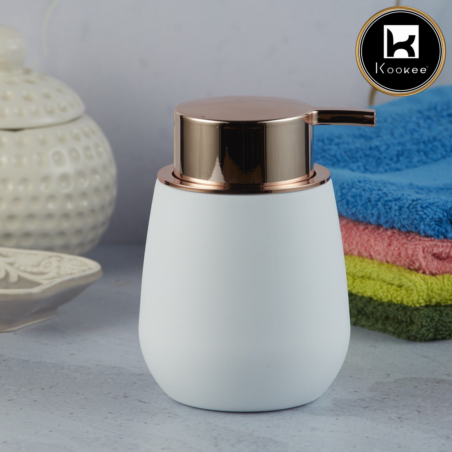 Kookee Acrylic Soap Dispensers, White, ART09960