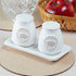 Ceramic Salt Pepper Container Set with tray for Dining Table (9966)