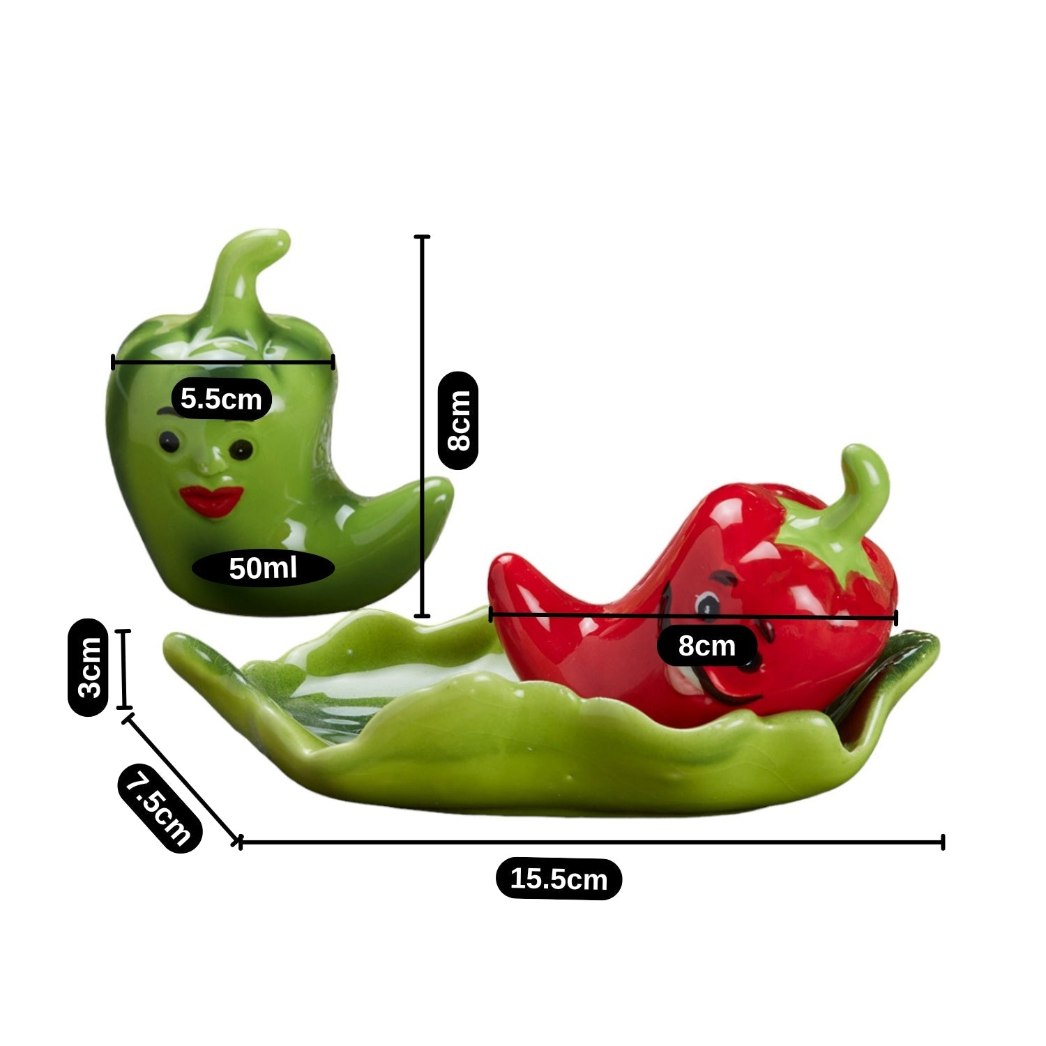 Ceramic Salt Pepper Container Set with tray (9967)