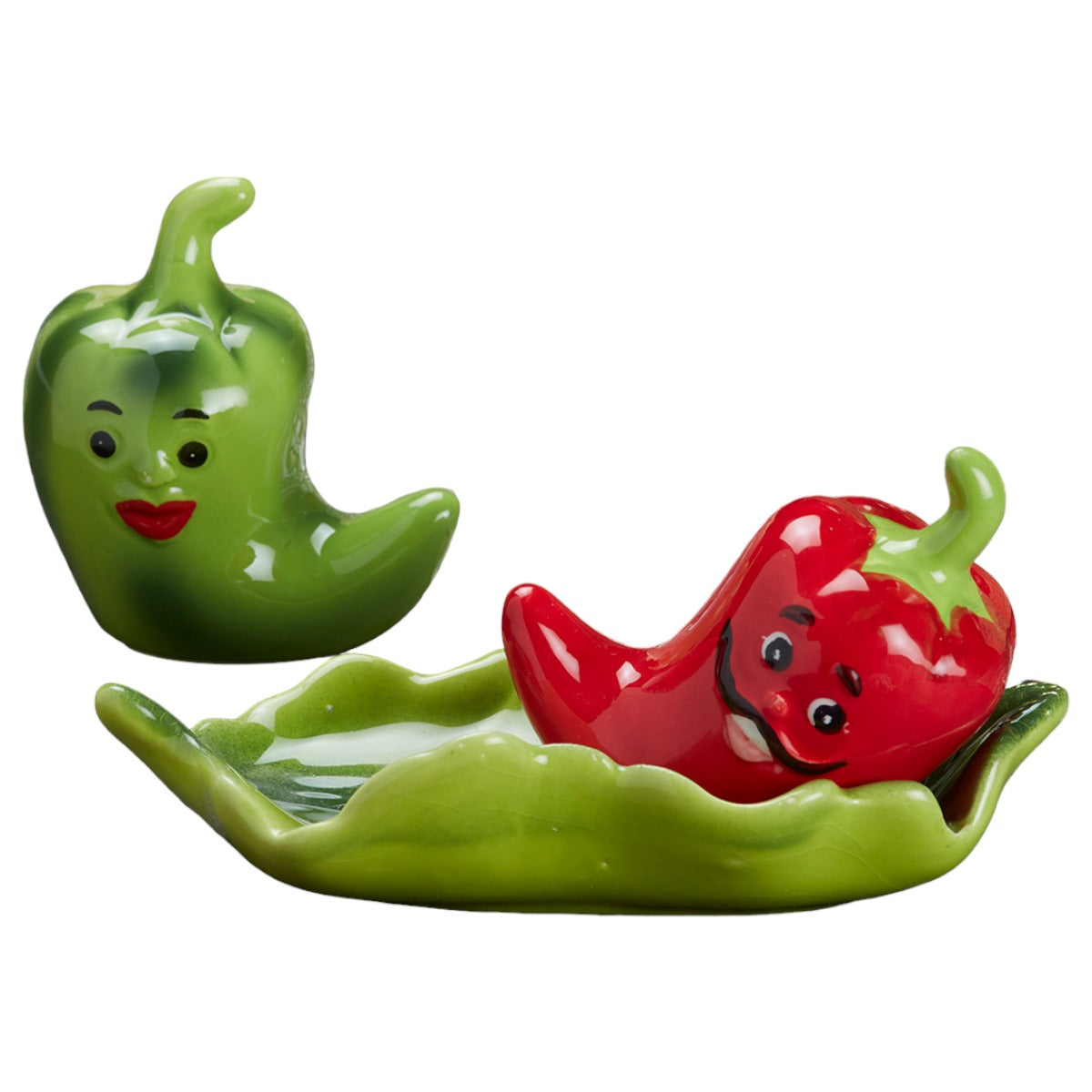 Ceramic Salt Pepper Container Set with tray (V-SALT-011-1)