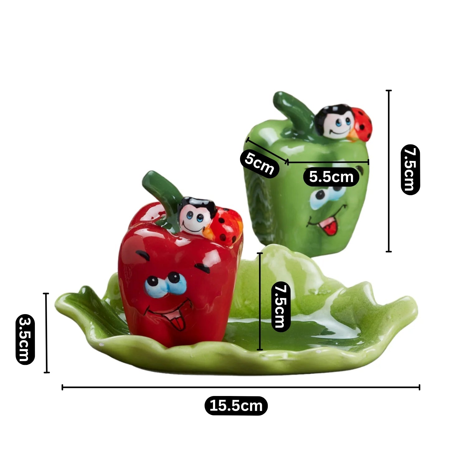 Ceramic Salt Pepper Container Set with tray (V-SALT-011-2)