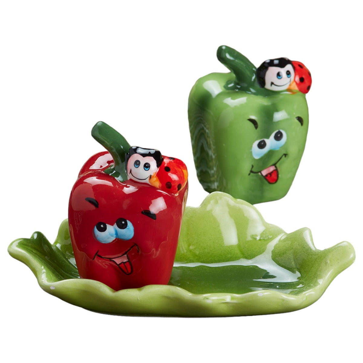 Ceramic Salt Pepper Container Set with tray (V-SALT-011-2)