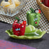 Ceramic Salt Pepper Container Set with tray for Dining Table (9968)