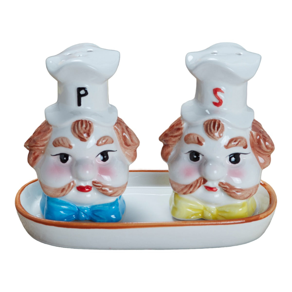 Ceramic Salt Pepper Container Set with tray (9974)