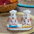 Kookee Ceramic Salt and Pepper Shakers Set with tray for Dining Table used as Namak Dhani, Shaker, Sprinkler, Spices Dispenser for Home, Kitchen and Restaurant (9974)