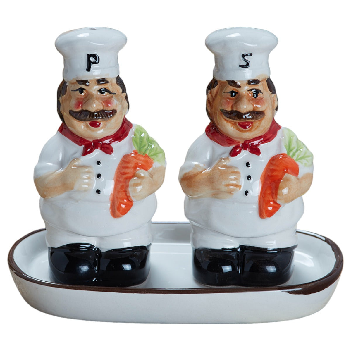 Ceramic Salt Pepper Container Set with tray (9979)