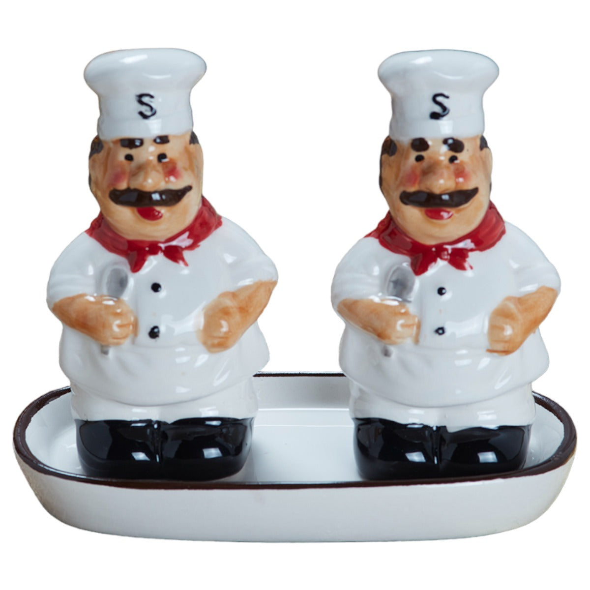 Ceramic Salt Pepper Container Set with tray (9980)