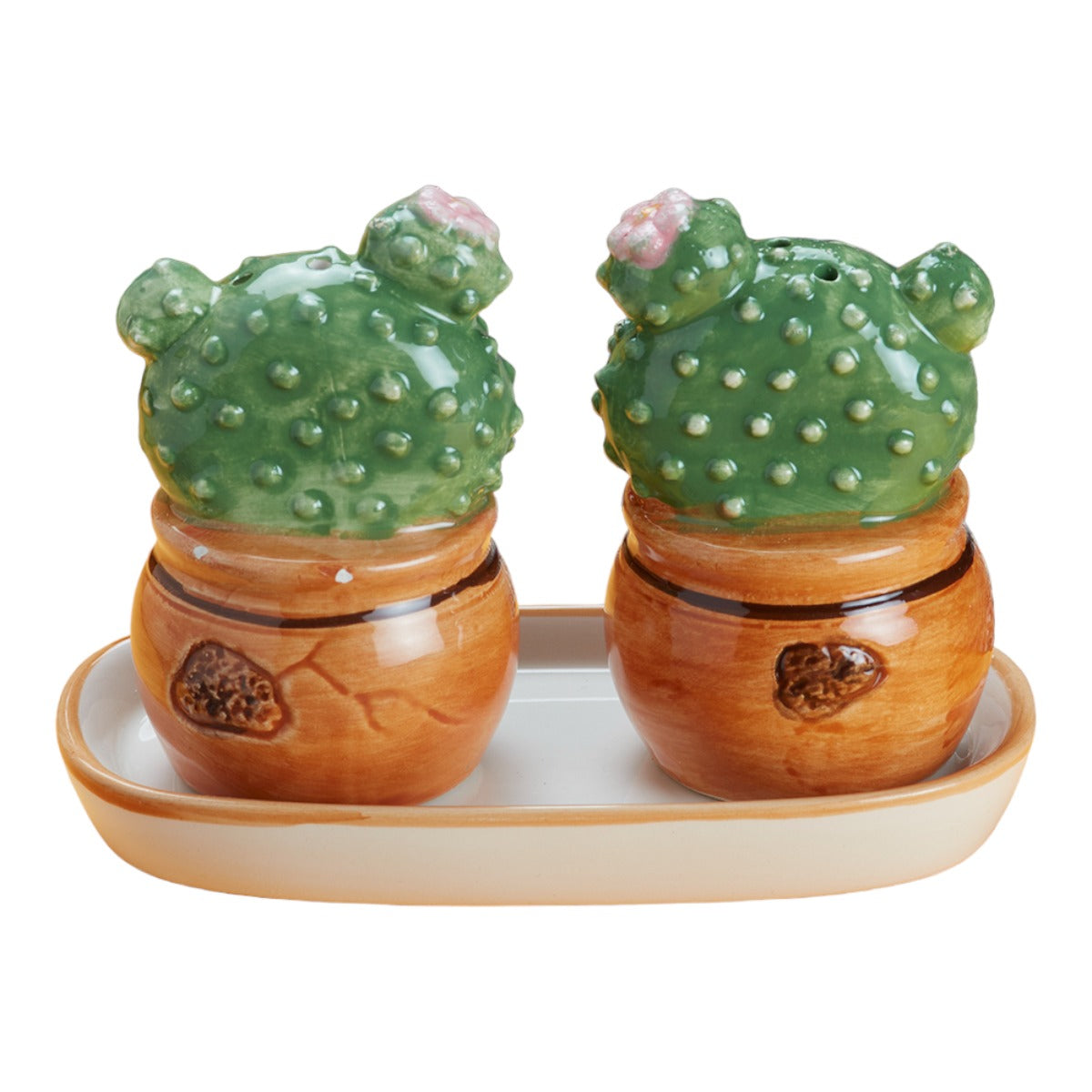 Ceramic Salt Pepper Container Set with tray (9983)