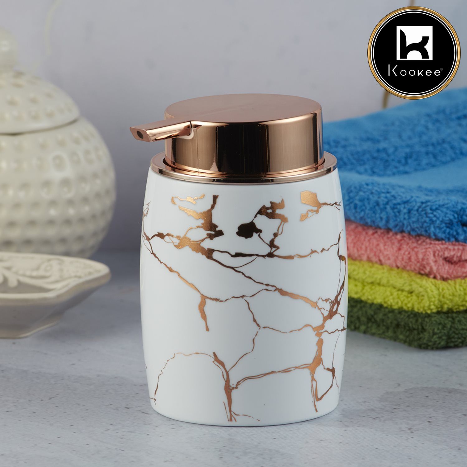 Kookee Acrylic Soap Dispensers, White, ART09991