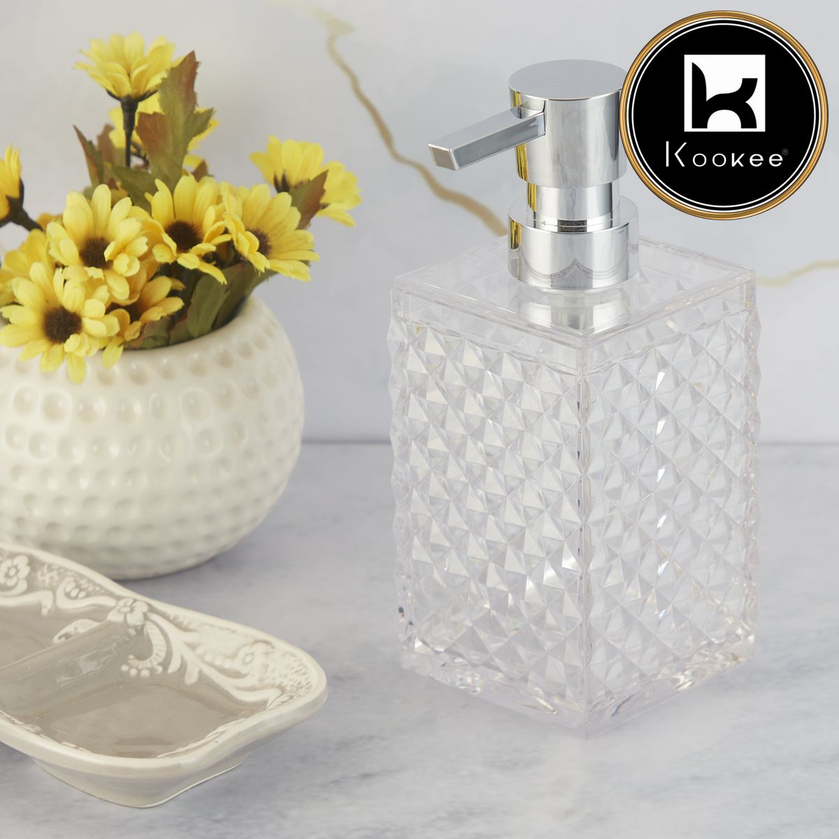 Kookee Acrylic Soap Dispensers, Transparent, ART09994