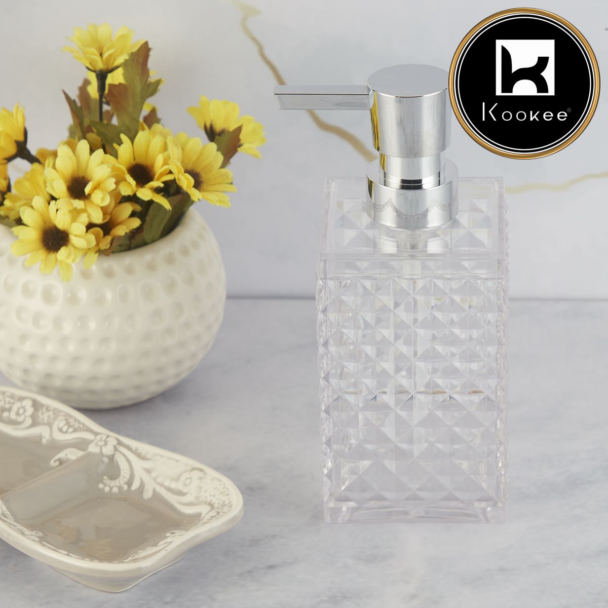 Kookee Acrylic Soap Dispensers, Transparent, ART09994