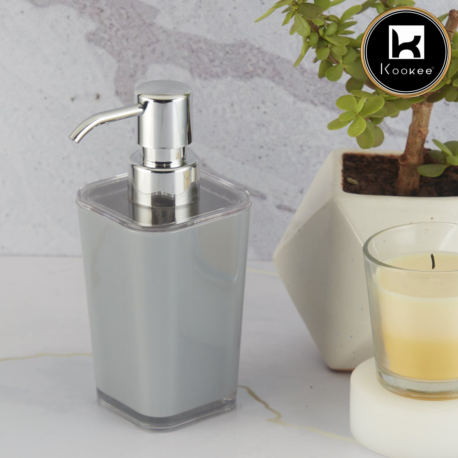 Kookee Acrylic Soap Dispensers, Grey, ART10001
