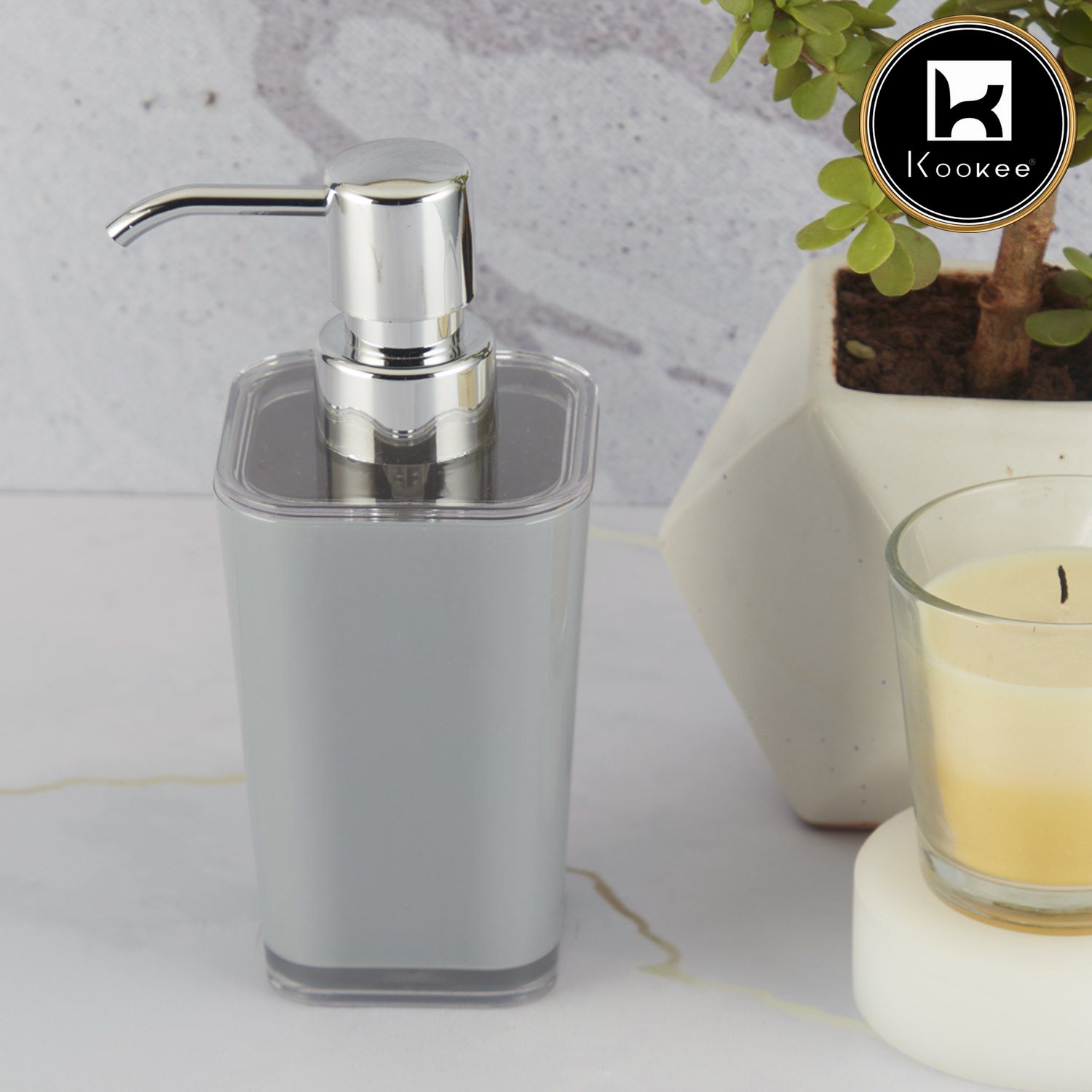 Kookee Acrylic Soap Dispensers, Grey, ART10001