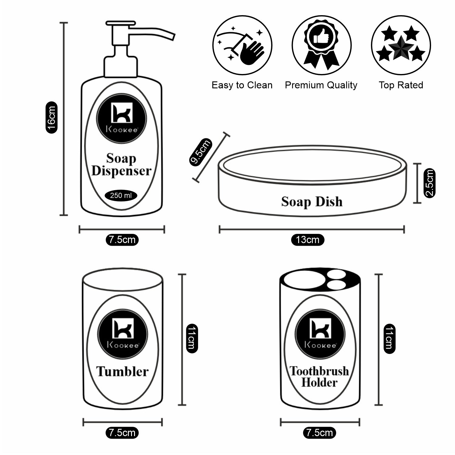 Acrylic Set of 4 Bath Set with Soap Dispenser (V-ABS-004)