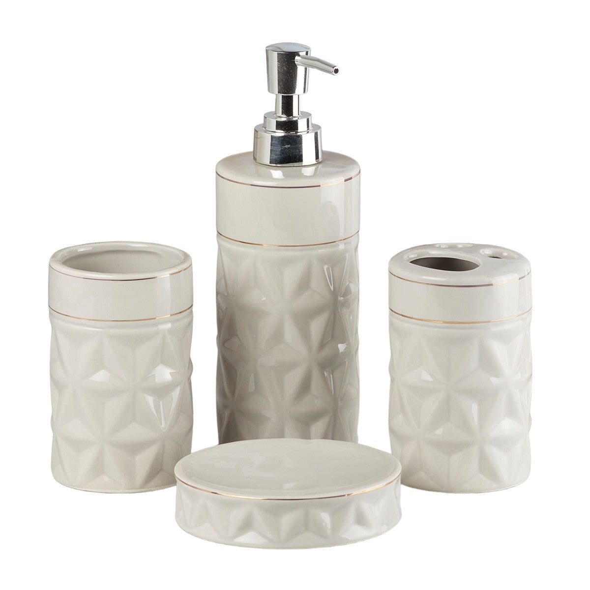 Kookee Ceramic Bathroom Sets, Grey, ART10055