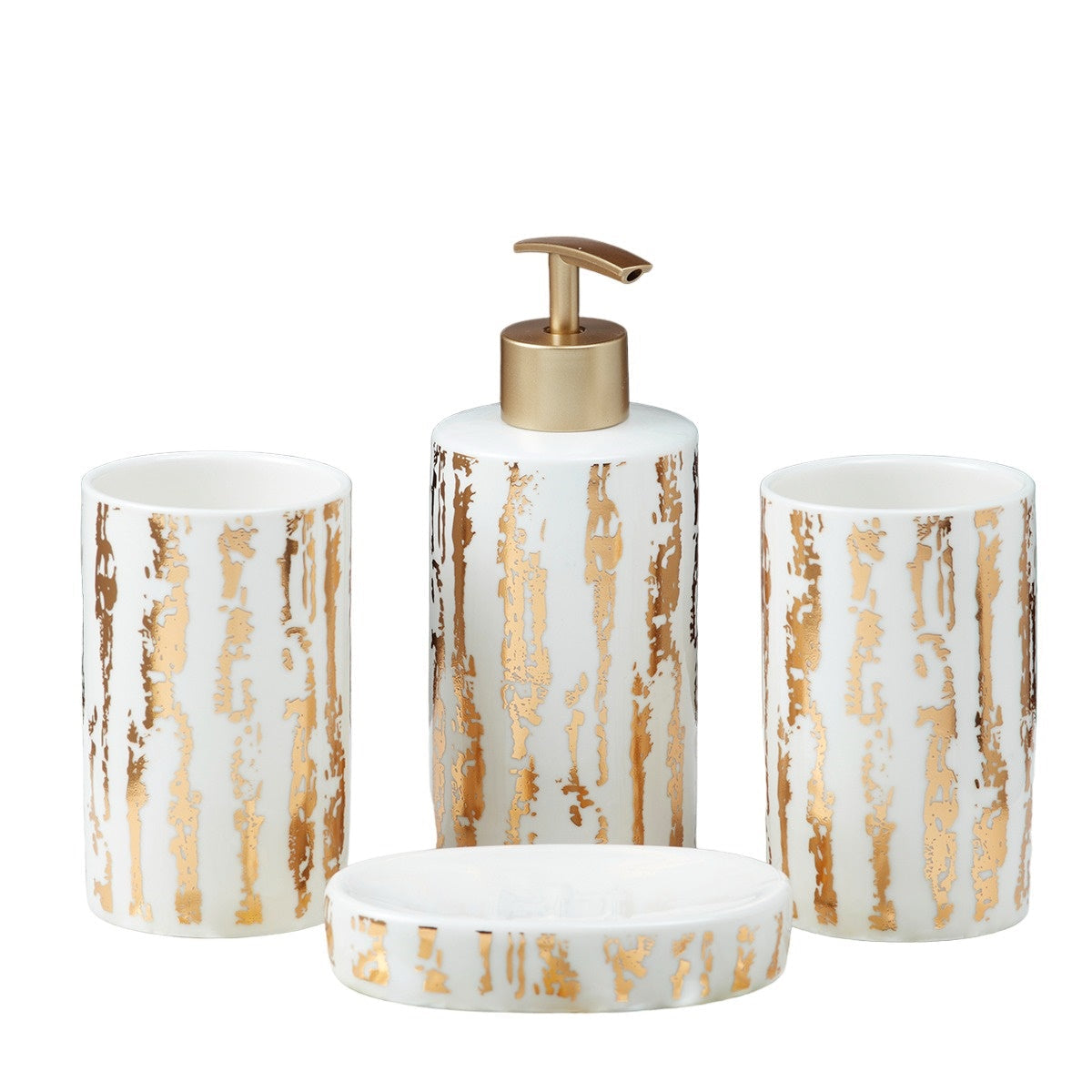 Ceramic Bathroom Set of 4 with Soap Dispenser (10080)