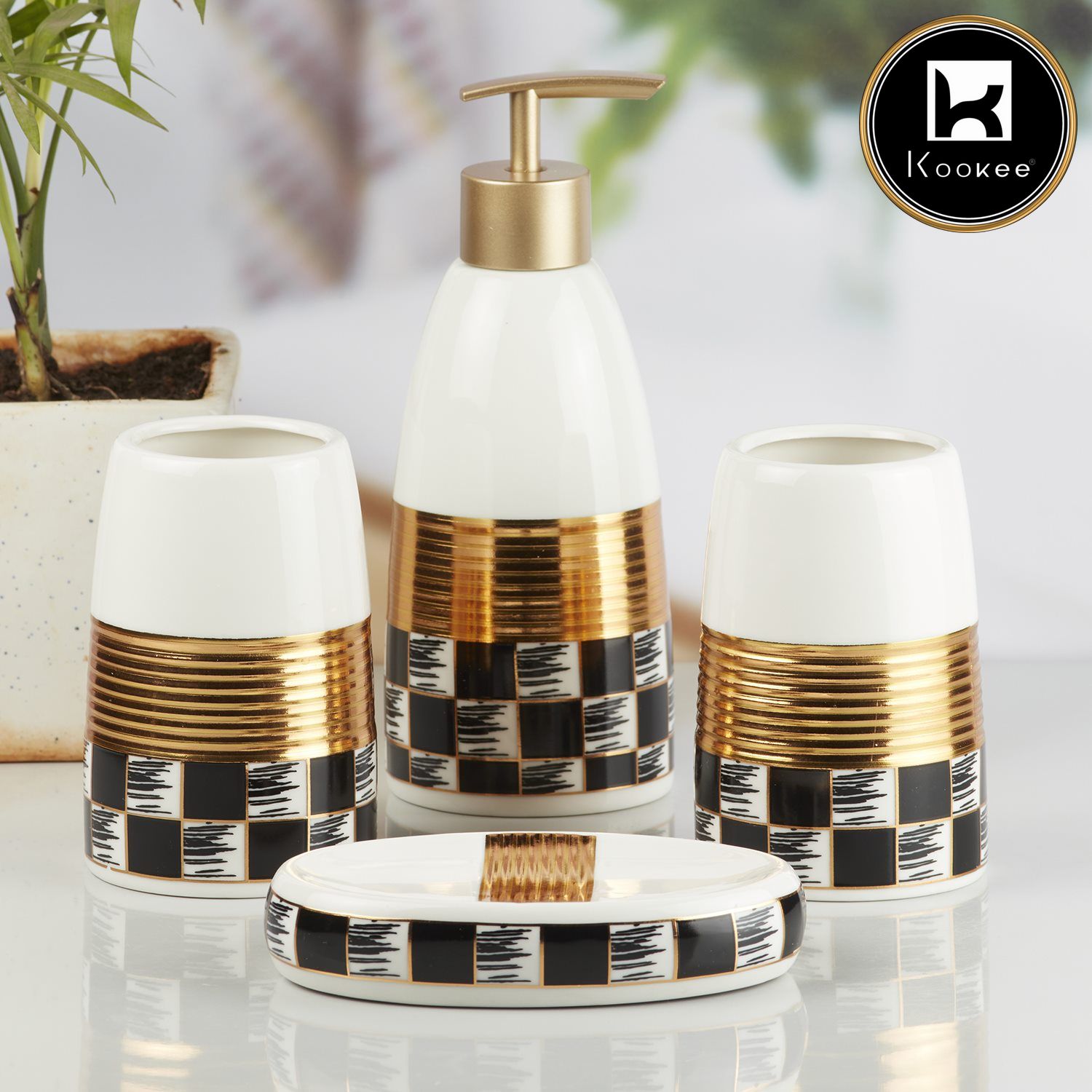 Kookee Ceramic Bathroom Sets, Multi, ART10081