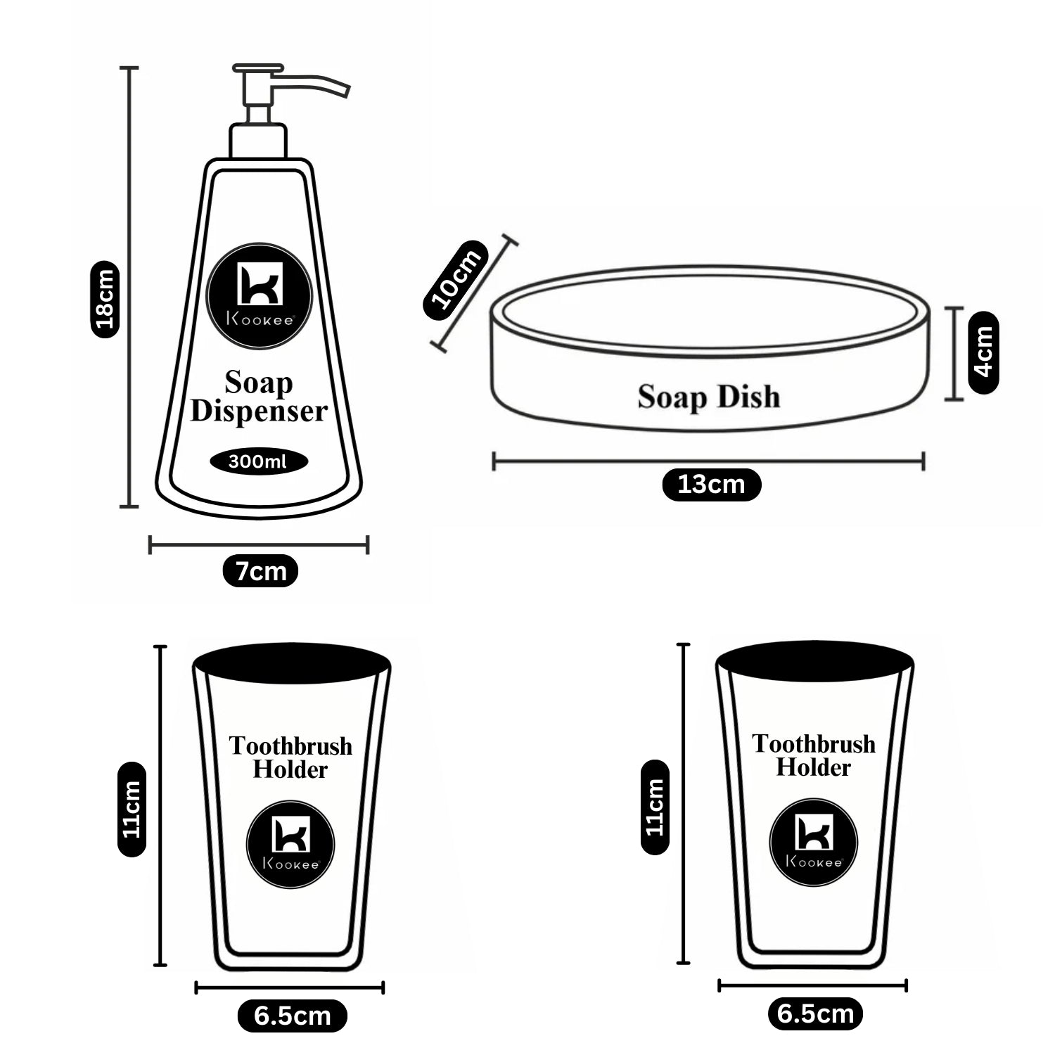 Kookee Ceramic Bathroom Sets, Multi, ART10085