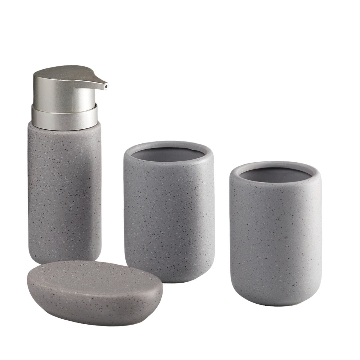 Kookee Ceramic Bathroom Sets, Grey, ART10092