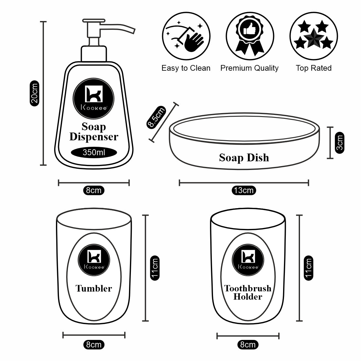 Ceramic Bathroom Set of 4 with Soap Dispenser (V-CBS-036-1)