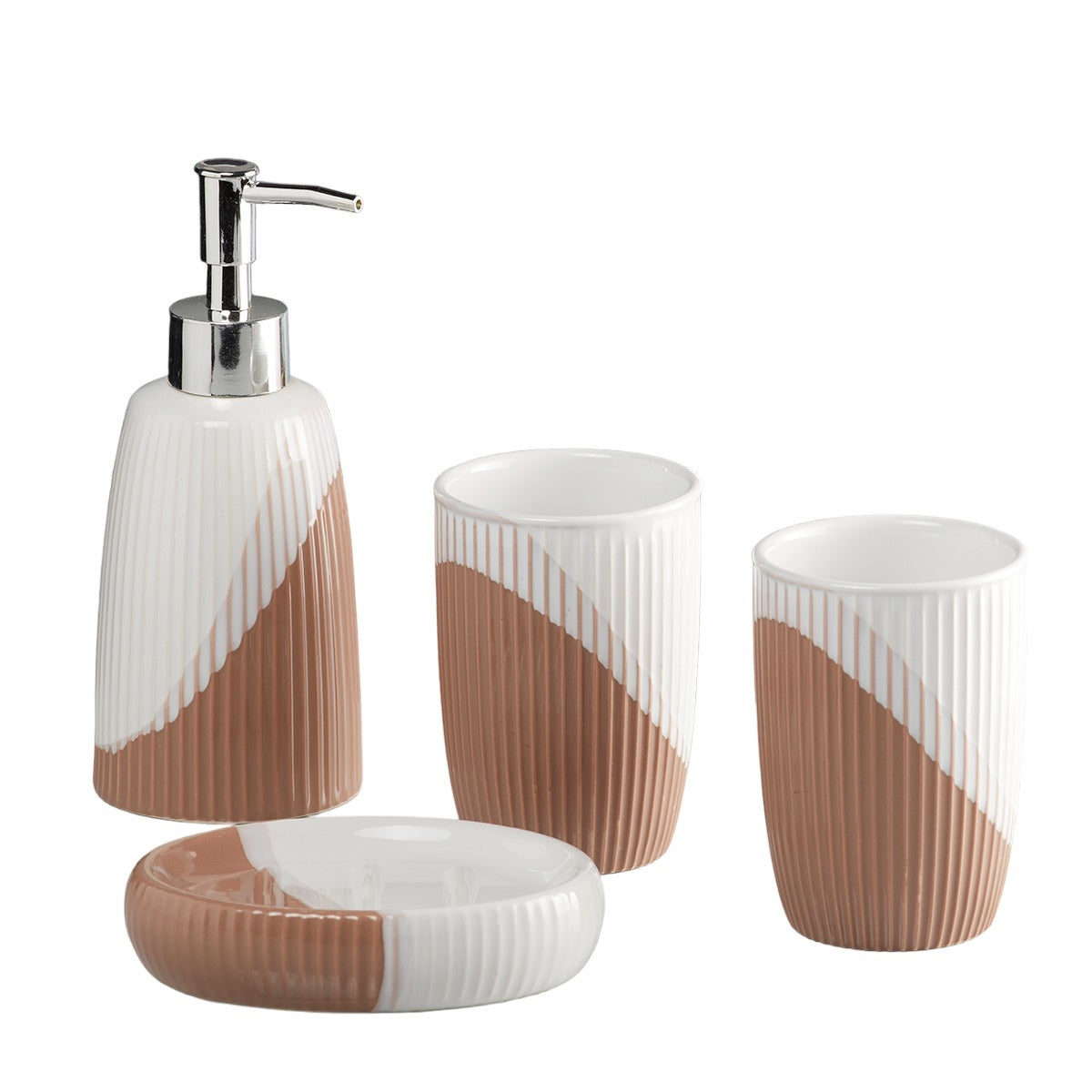 Kookee Ceramic Bathroom Sets, Brown, ART10100