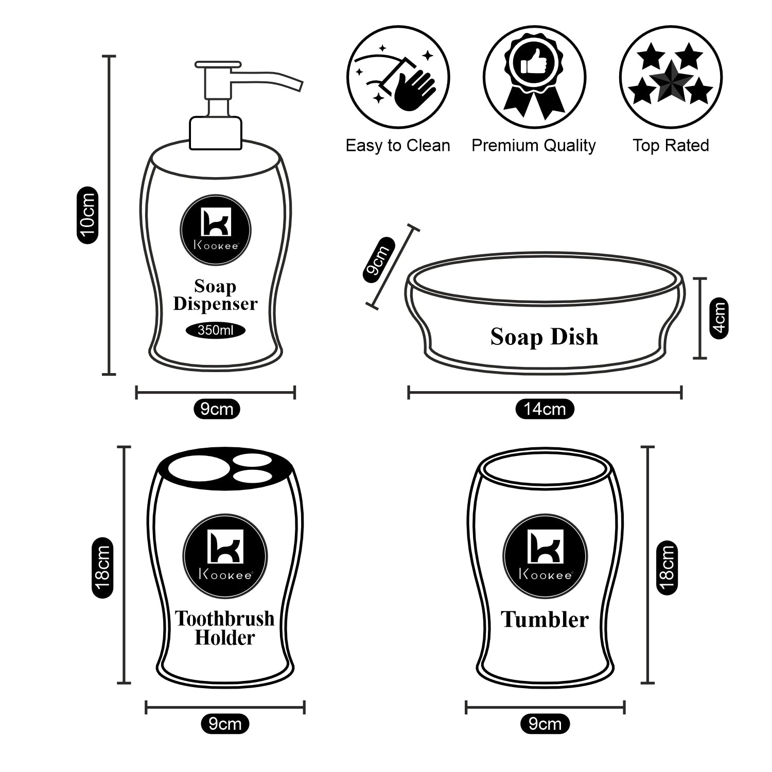 Ceramic Bathroom Accessories Set of 4 with Soap Dispenser (V-CBS-005)