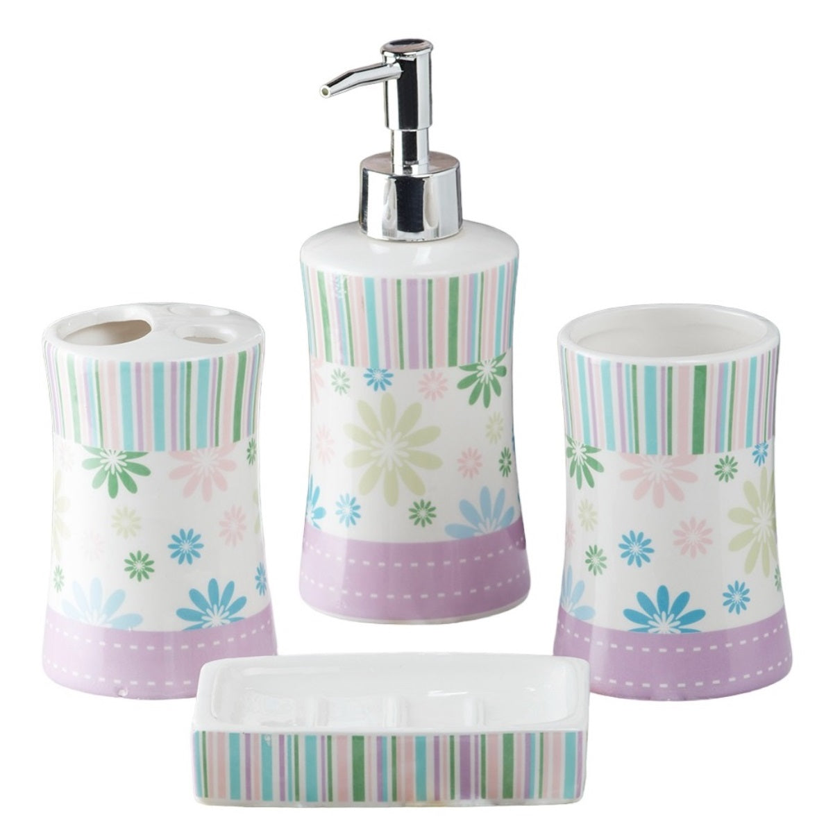 Kookee Ceramic Bathroom Sets, Purple, ART10107